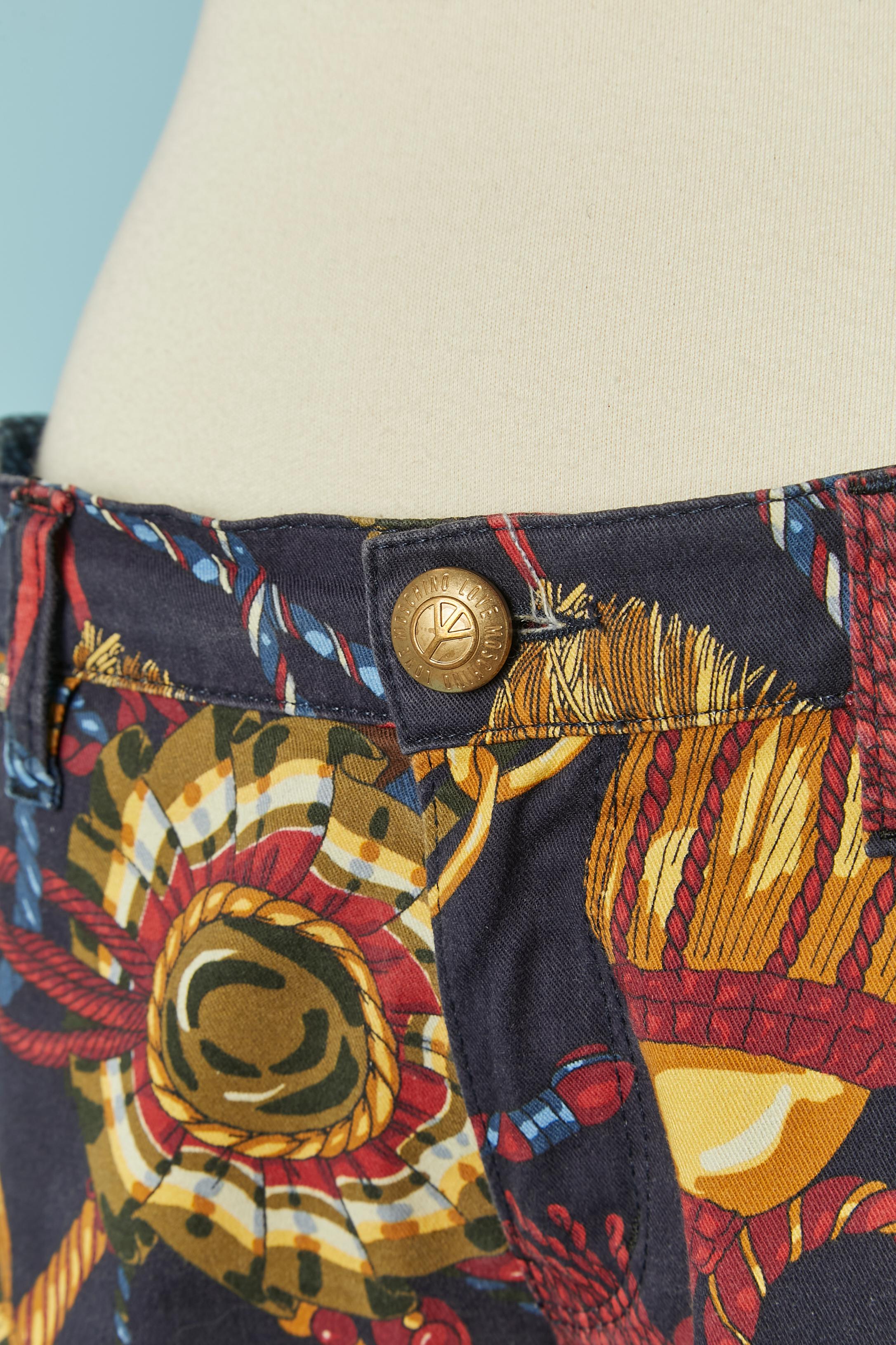 Black Printed cotton trouser LOVE MOSCHINO For Sale