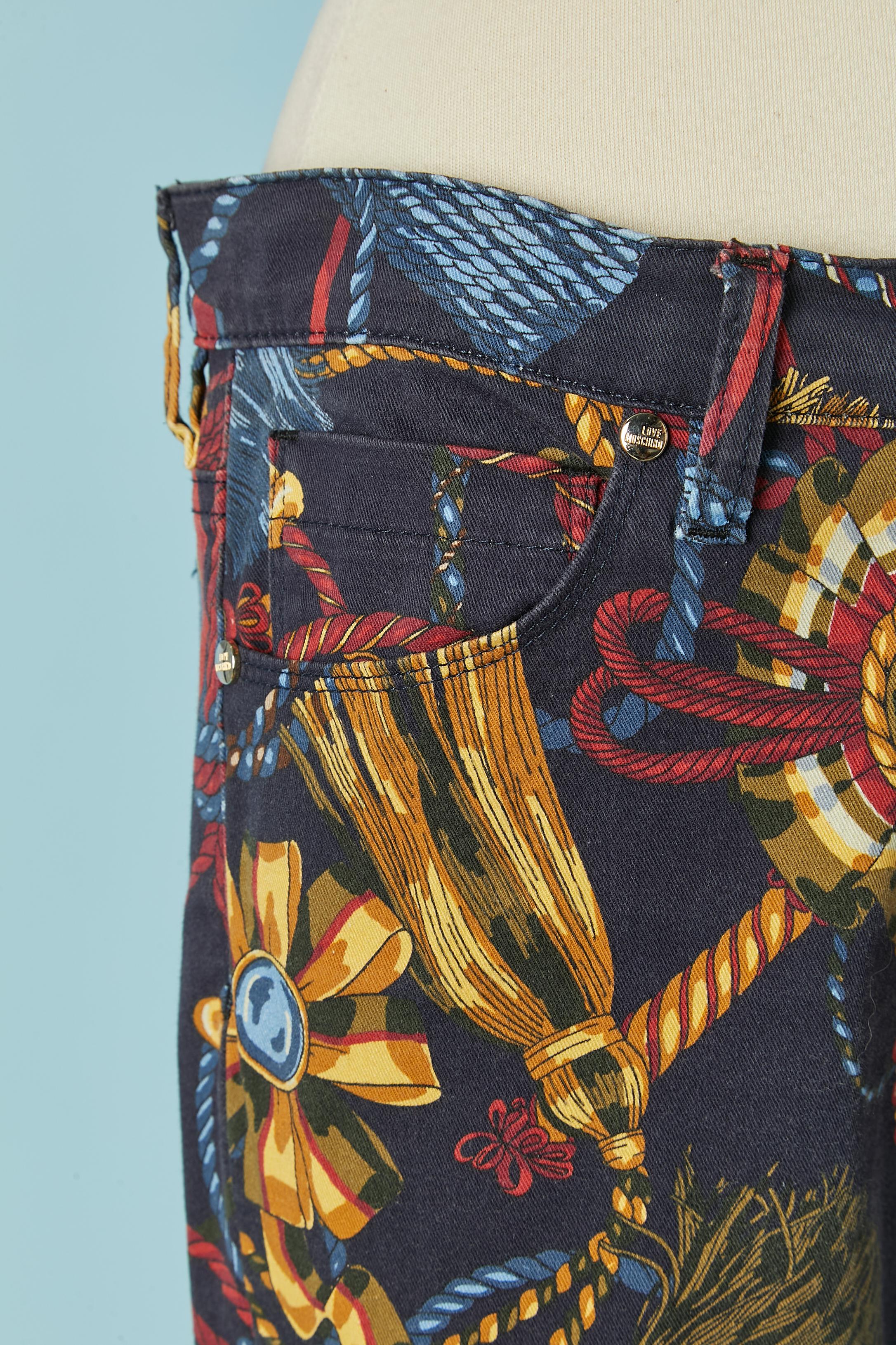 Printed cotton trouser LOVE MOSCHINO In Excellent Condition For Sale In Saint-Ouen-Sur-Seine, FR