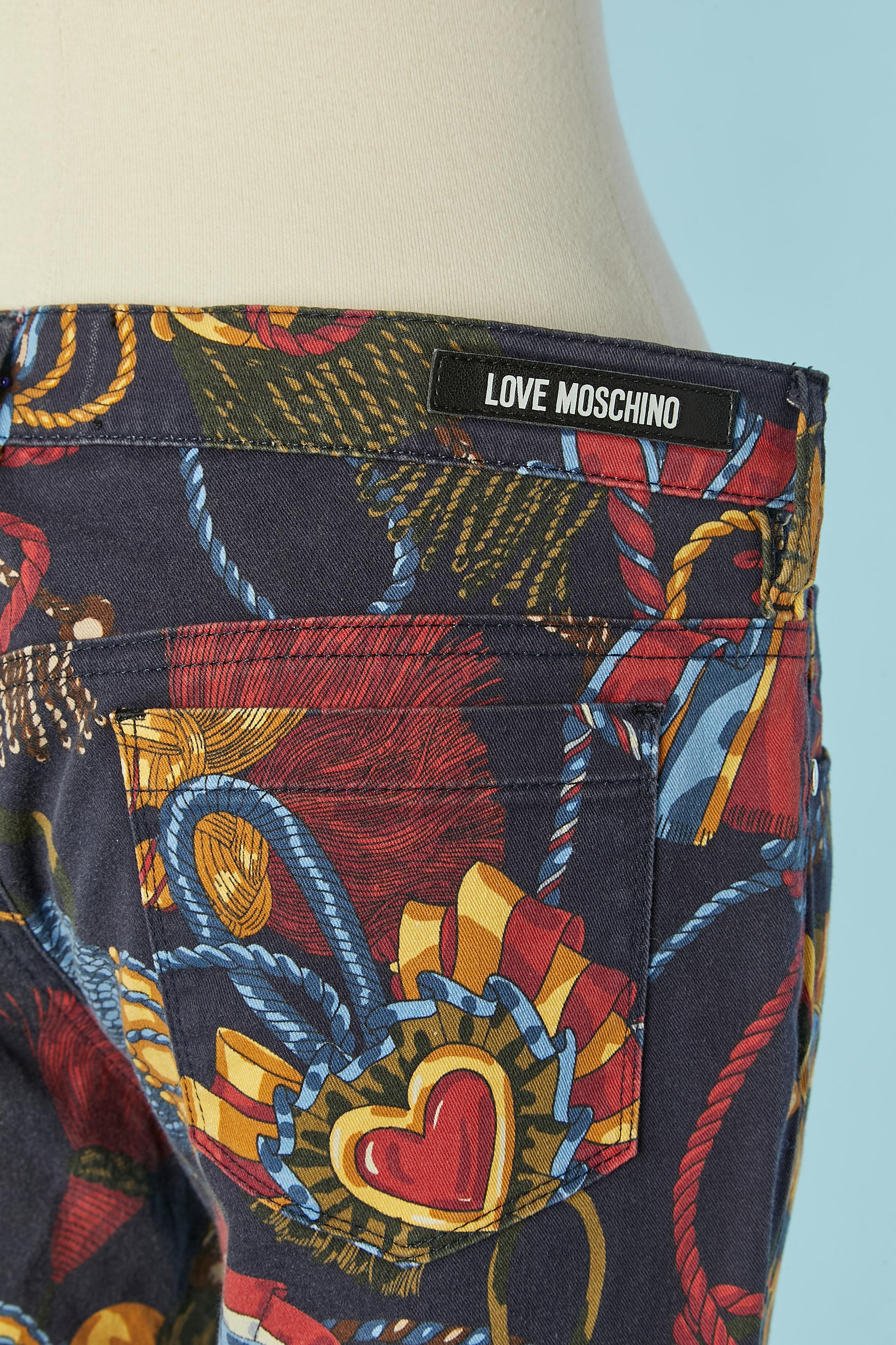 Printed cotton trouser LOVE MOSCHINO For Sale 2