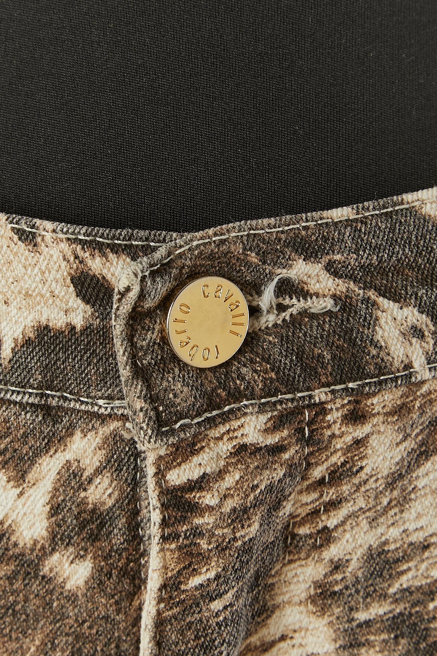 Brown Printed cotton trouser ROBERTO CAVALLI For Sale