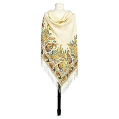Printed crepe Silk shawl with Paisley design - France or England Circa 1880-1900