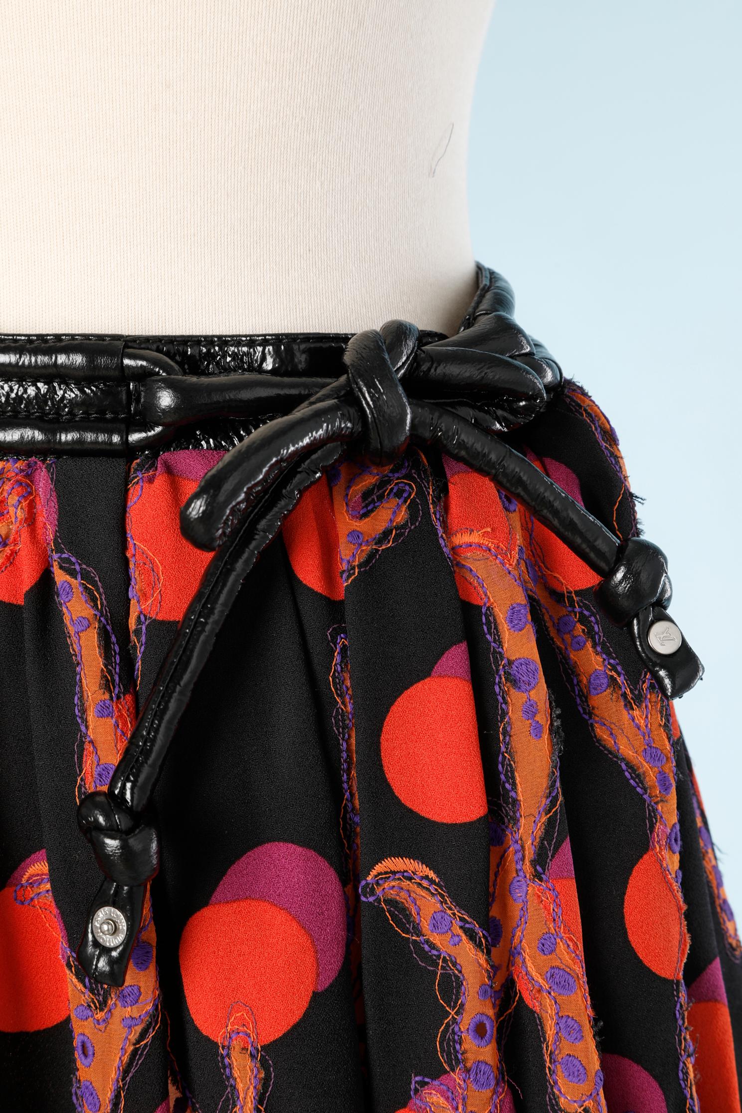 Black Printed crêpe skating skirt Louis Vuitton For Sale