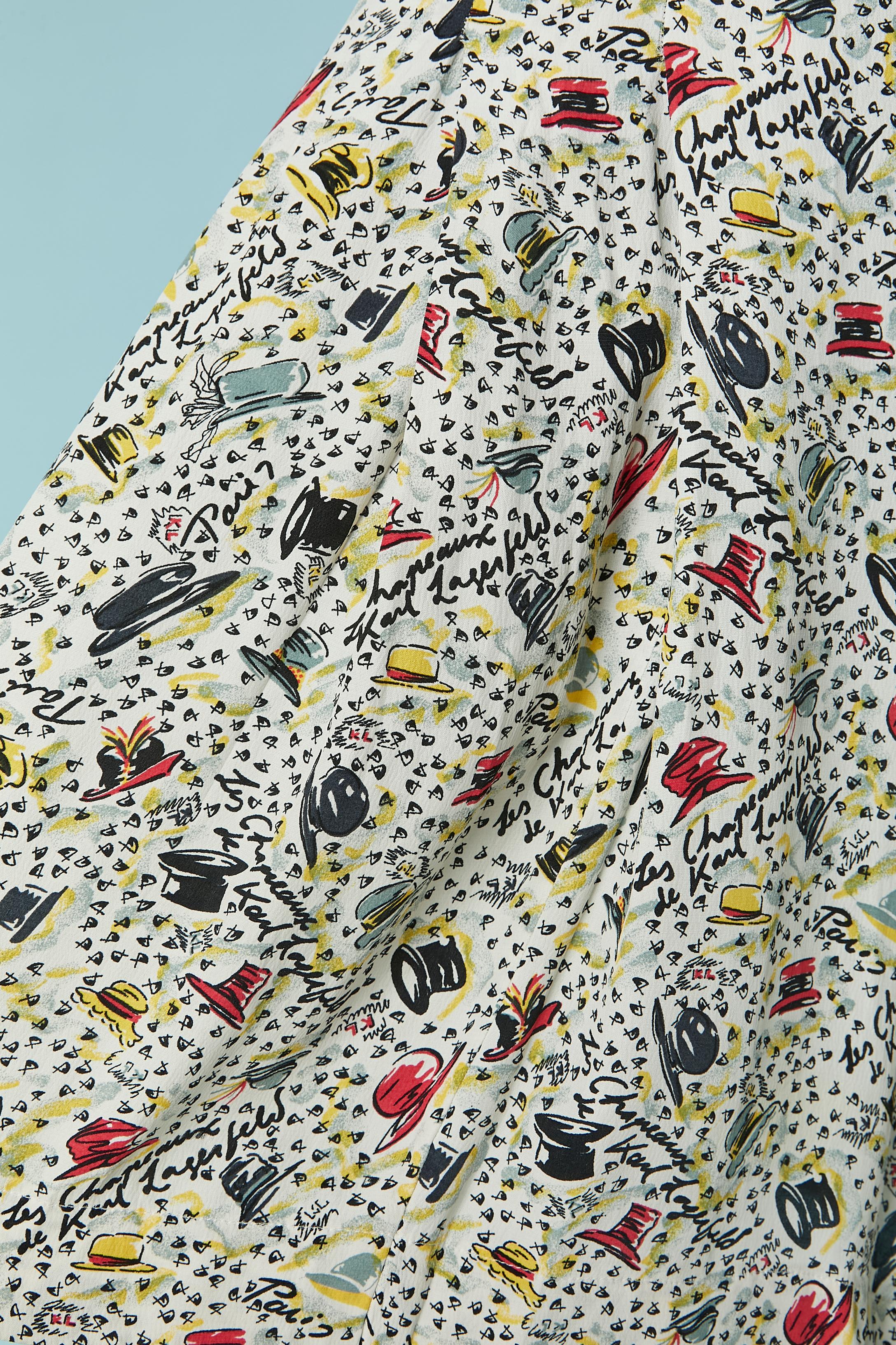 Gray Printed culotte skirt KL by KARL LAGERFELD For Sale