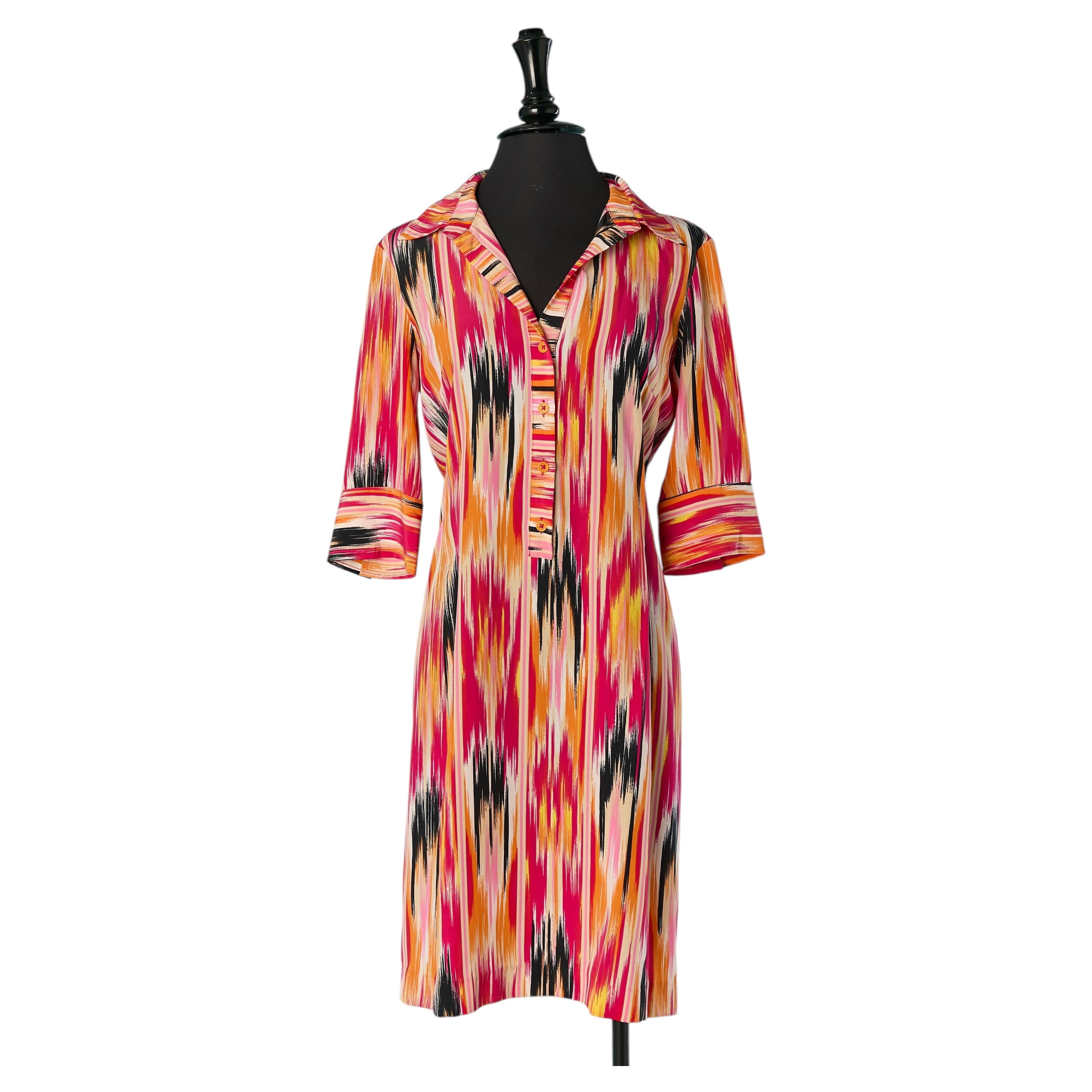 Printed day dress with Polo shirt collar M MISSONI For Sale
