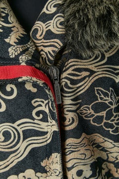 Printed denim coat with Faux fur collar and cuffs KENZO JEANS