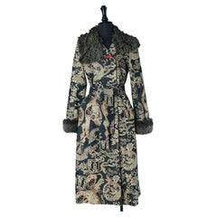 Printed denim coat with Faux fur collar and cuffs KENZO JEANS