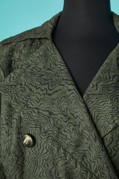 Printed double-breasted coat and skirt ensemble  Saint Laurent Rive Gauche
