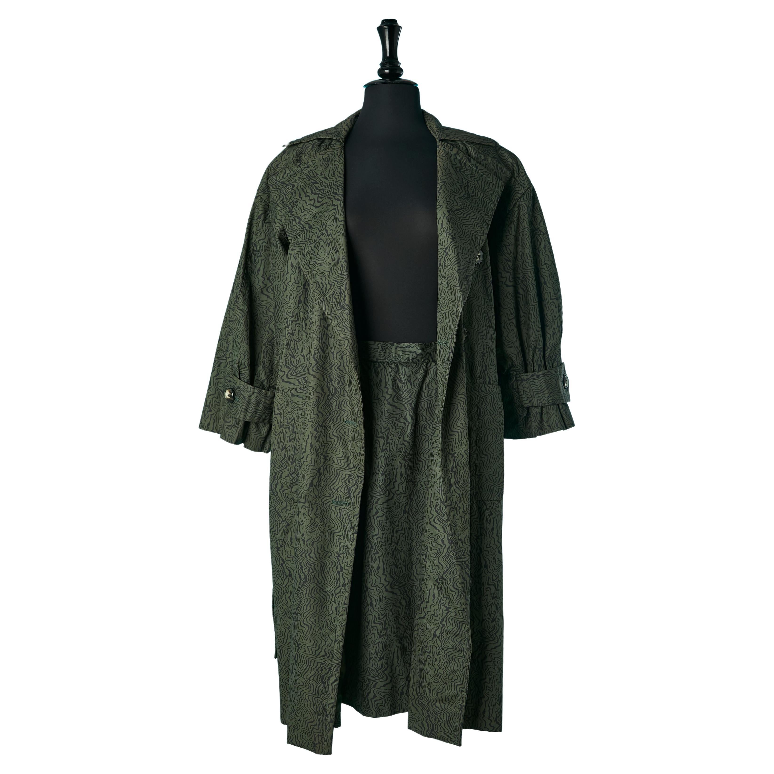 Ensemble manteau et jupe à double boutonnage imprimé  Saint Laurent Rive Gauche  en vente