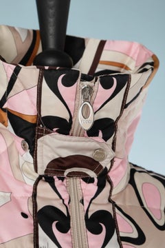Printed down jacket  with branded fabric Emilio Pucci