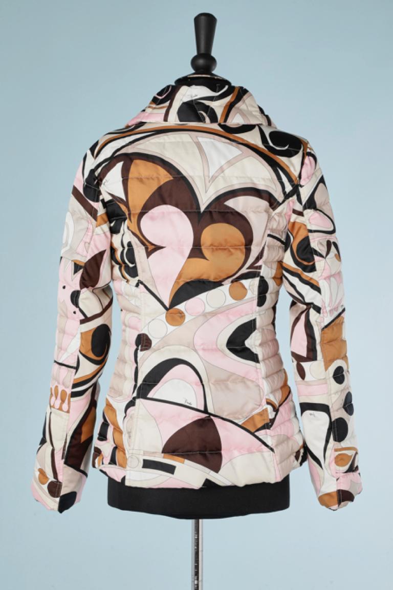 Beige Printed down jacket  with branded fabric Emilio Pucci  For Sale