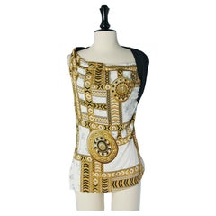 Top con drappeggio stampato senza schienale VERSACE JEANS