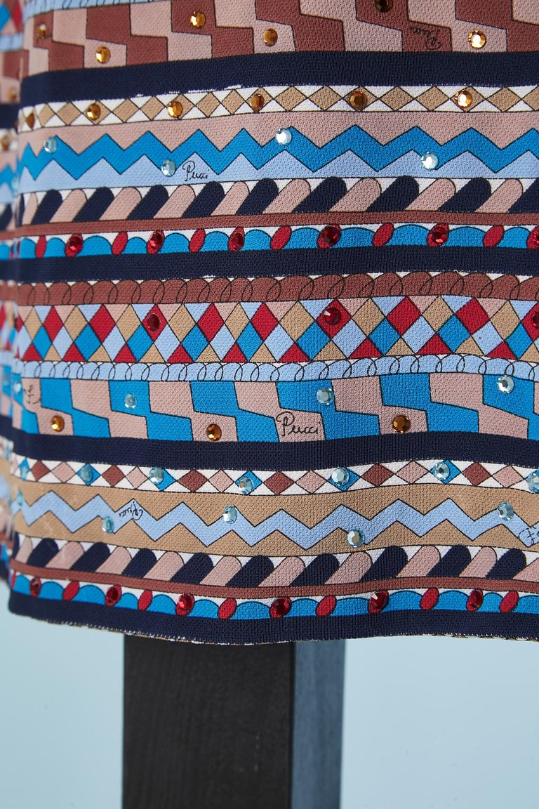 Robe Emilio Pucci En Soie à Paillettes - Imprimé Signature Pucci - Taille M, Sans Manches - Occasion Japon