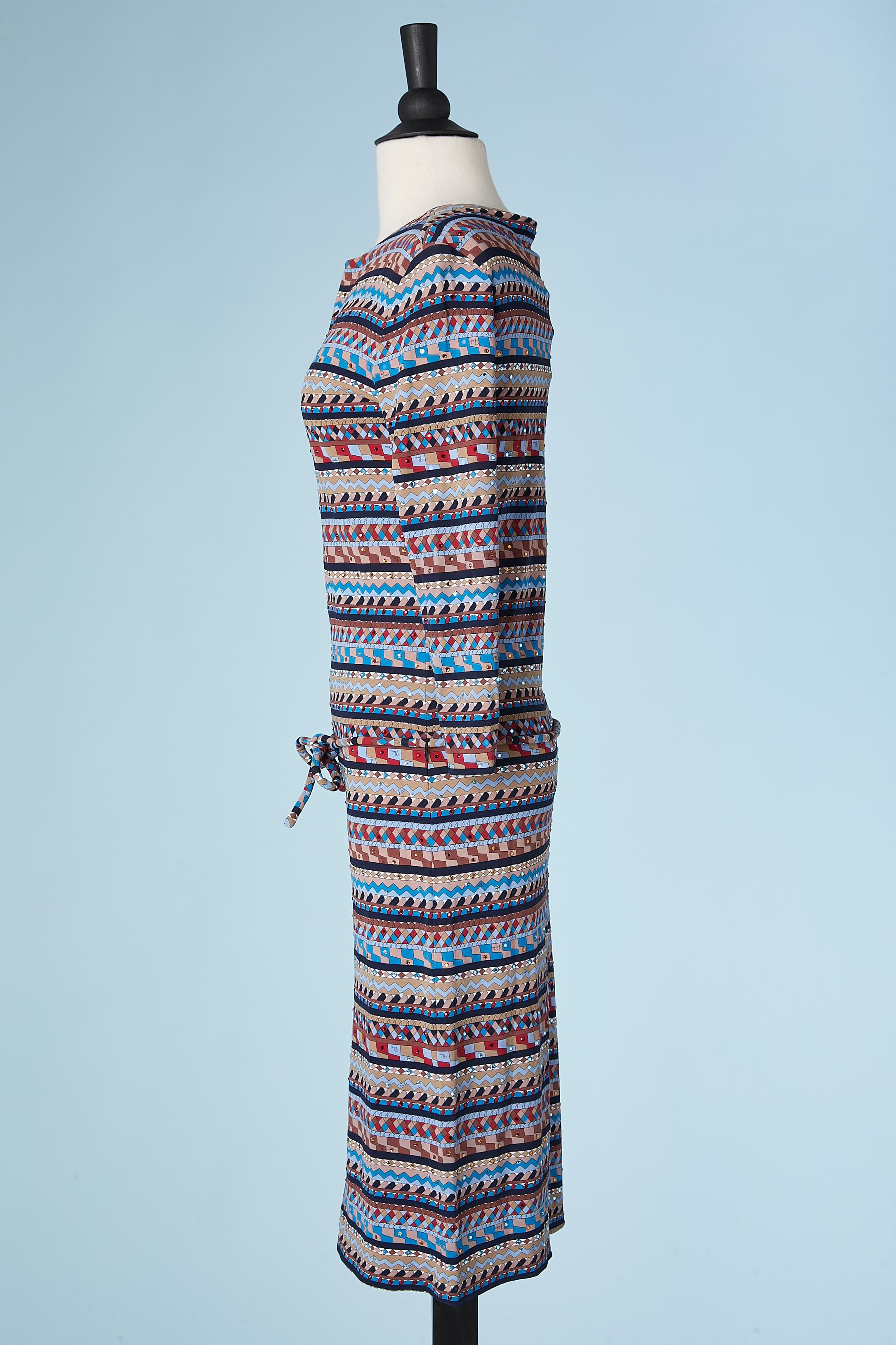 Women's Printed dress with rhinestone appliqué Emilio Pucci  For Sale
