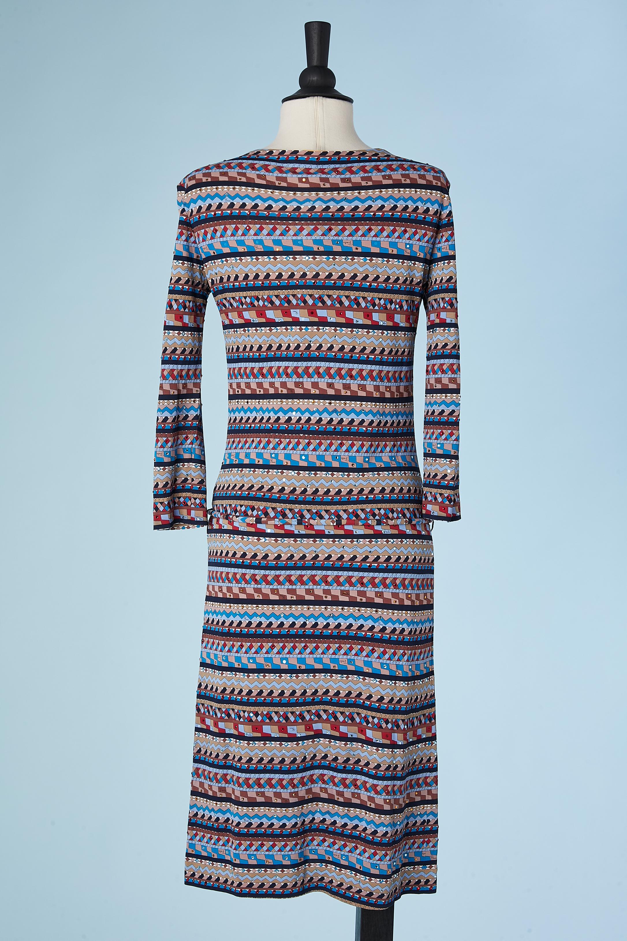 Printed dress with rhinestone appliqué Emilio Pucci  For Sale 1