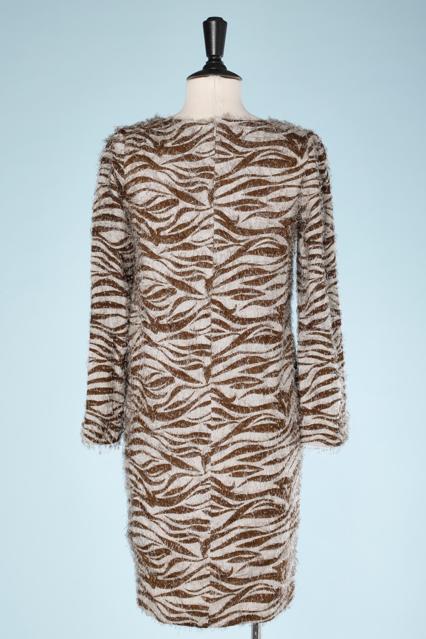 Printed dress with zebra print and thread fringes Gianfranco Ferré In Excellent Condition For Sale In Saint-Ouen-Sur-Seine, FR