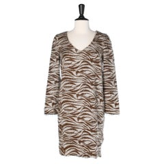 Printed dress with zebra print and thread fringes Gianfranco Ferré