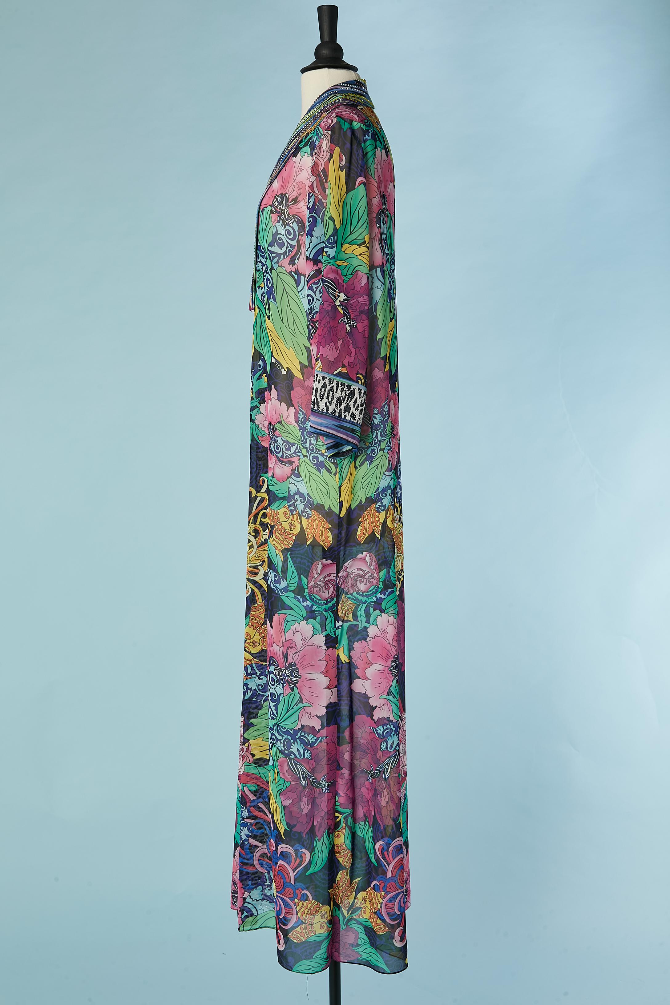 Printed evening coat with rhinestone on collar Gai Mattiolo Love to Love For Sale 1