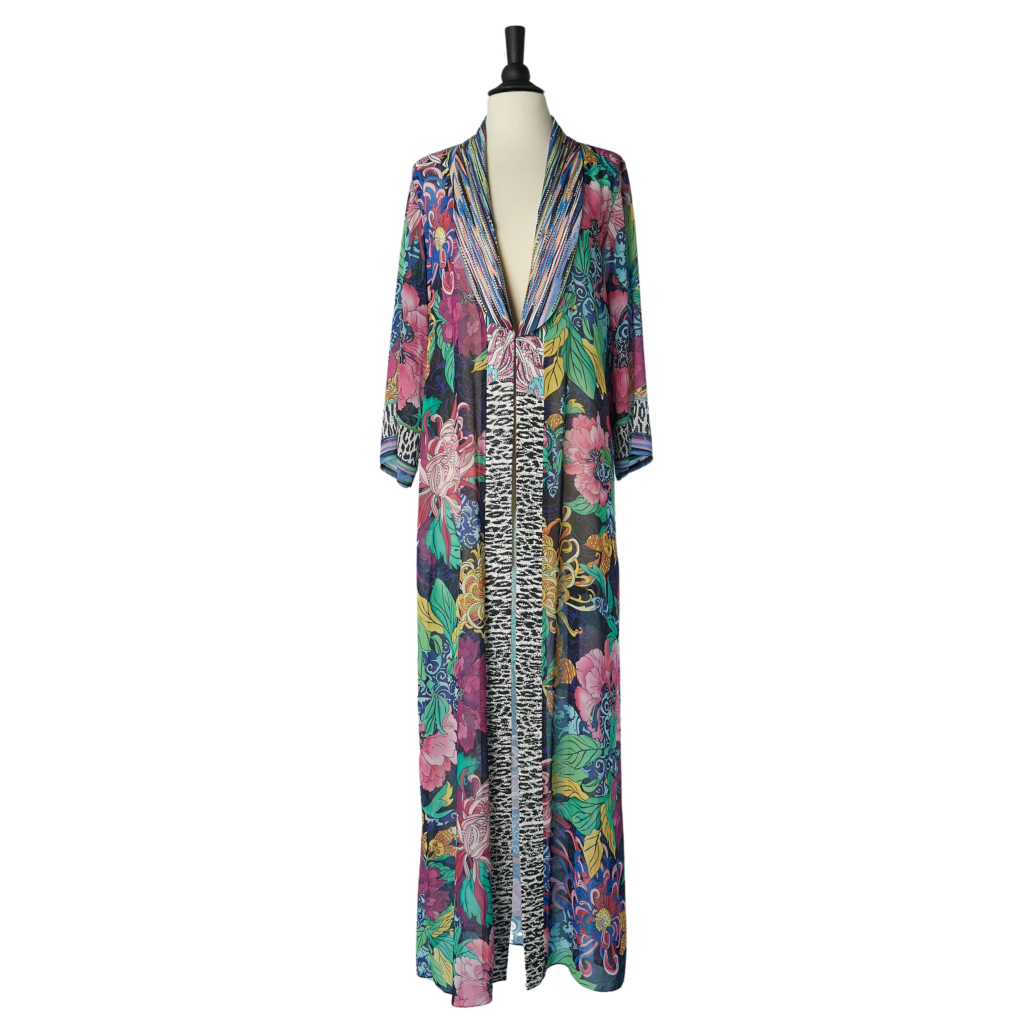 Printed evening coat with rhinestone on collar Gai Mattiolo Love to Love For Sale
