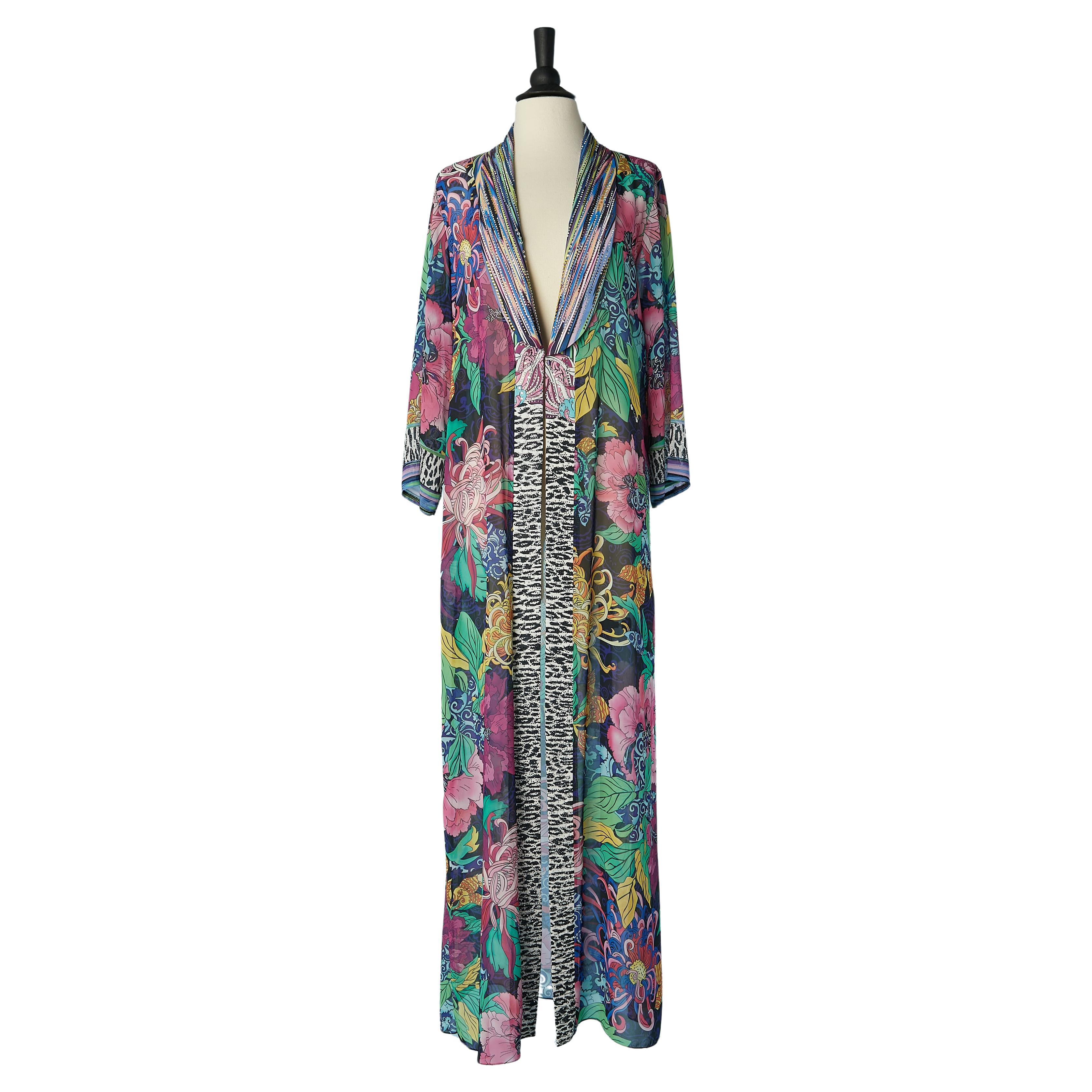 Printed evening coat with rhinestone on collar Gai Mattiolo Love to Love 