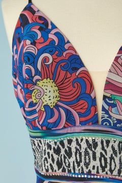 Printed evening dress with fringes scarf Gai Mattiolo Love to Love