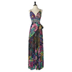 Printed evening dress with fringes scarf Gai Mattiolo Love to Love