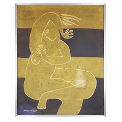 Printed fabric with batik technique by Vava Quazar, 1973