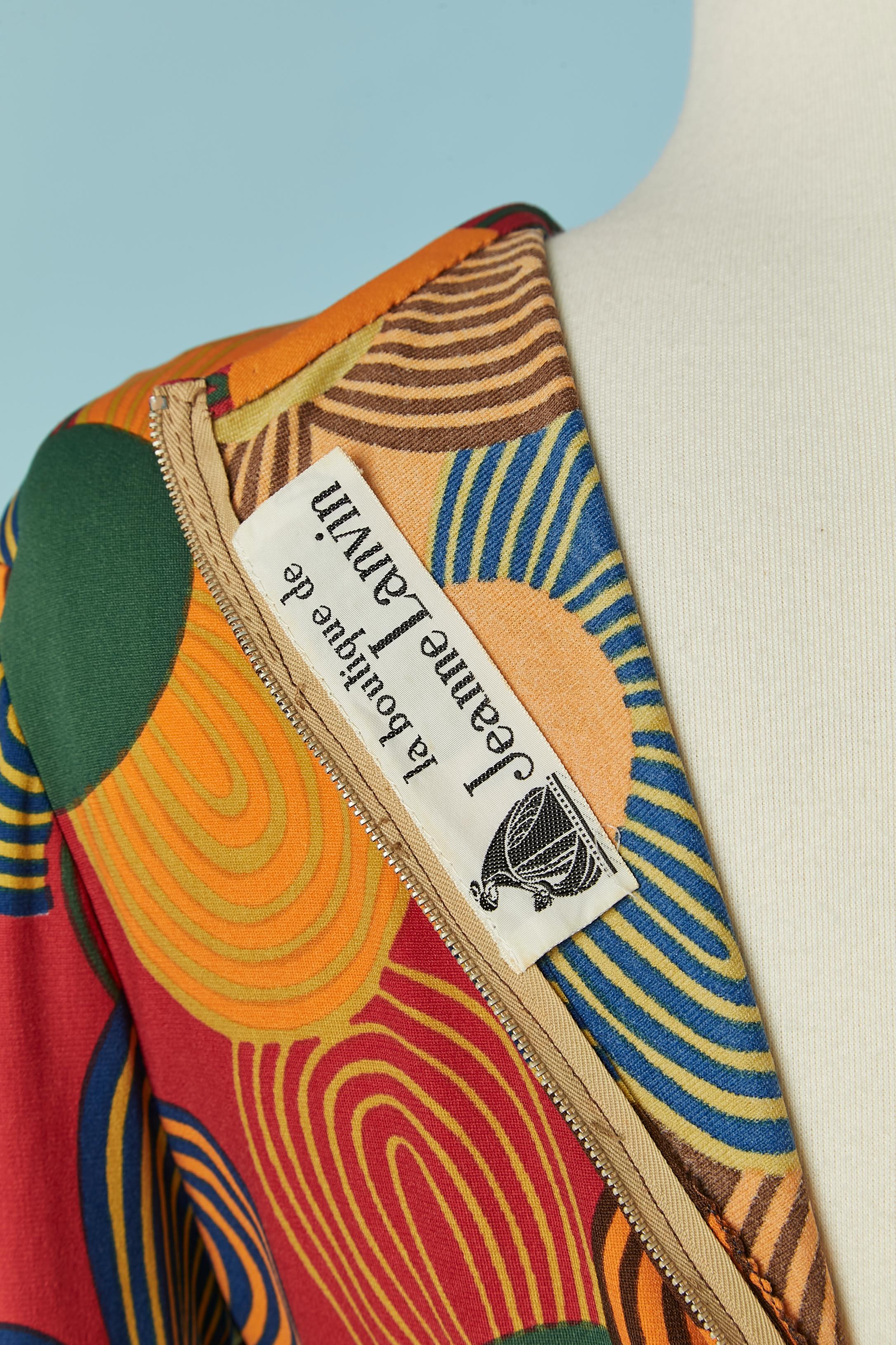 Vestido de punto estampado de flores La Boutique de JEANNE LANVIN Circa 1970's en venta 3