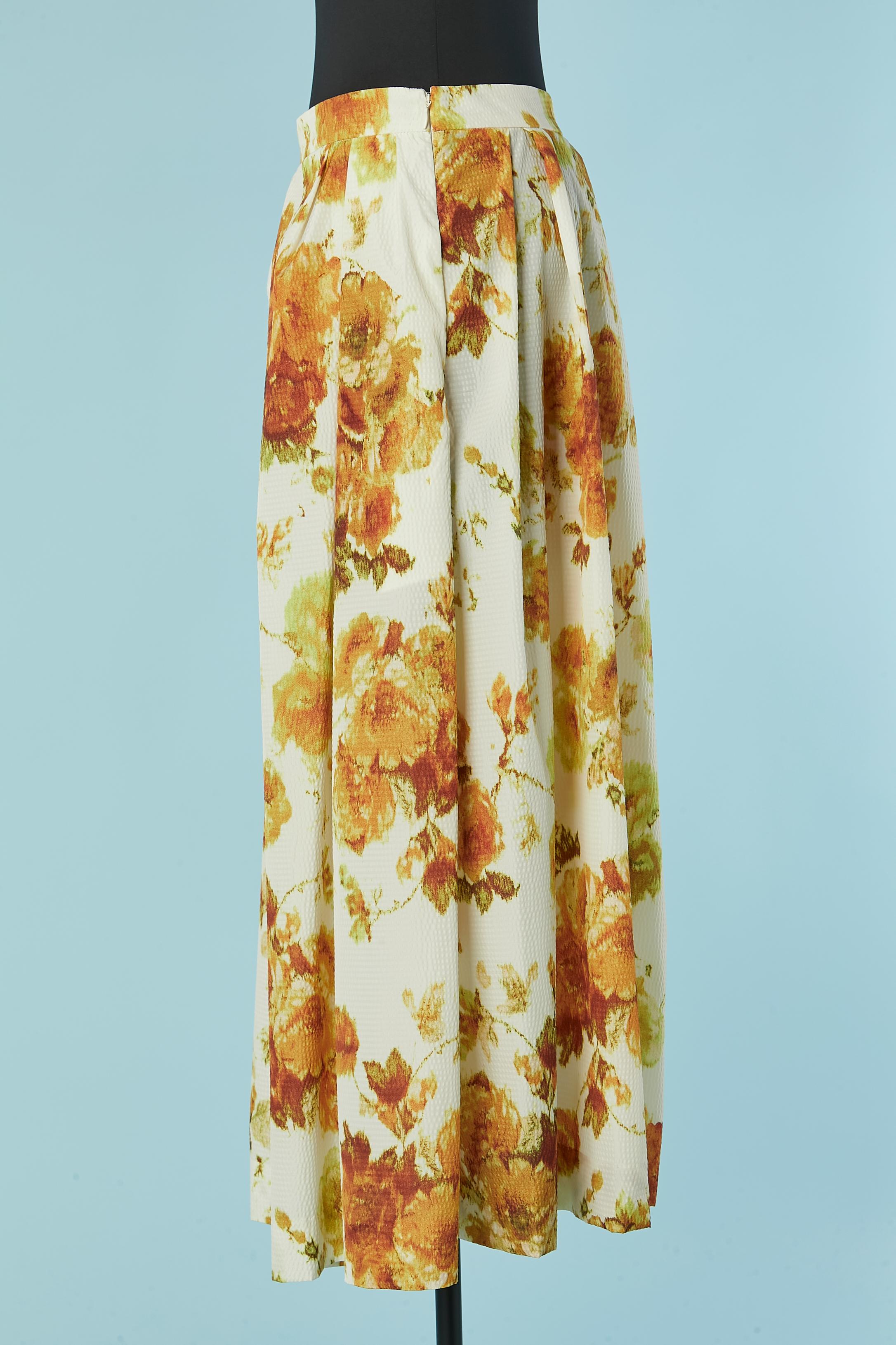 Brown Printed flower skirt Dries Van Noten For Sale