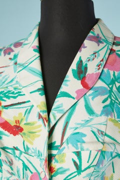 Gonna-tuta in cotone stampato a fiori con taglio sul seno Thierry Mugler