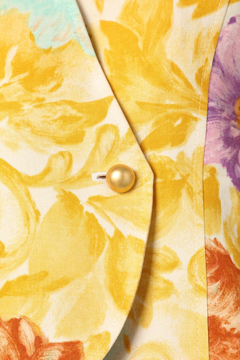 Printed flower skirt suit with double breasted jacket and skirt UNGARO Parallèle In Excellent Condition For Sale In Saint-Ouen-Sur-Seine, FR