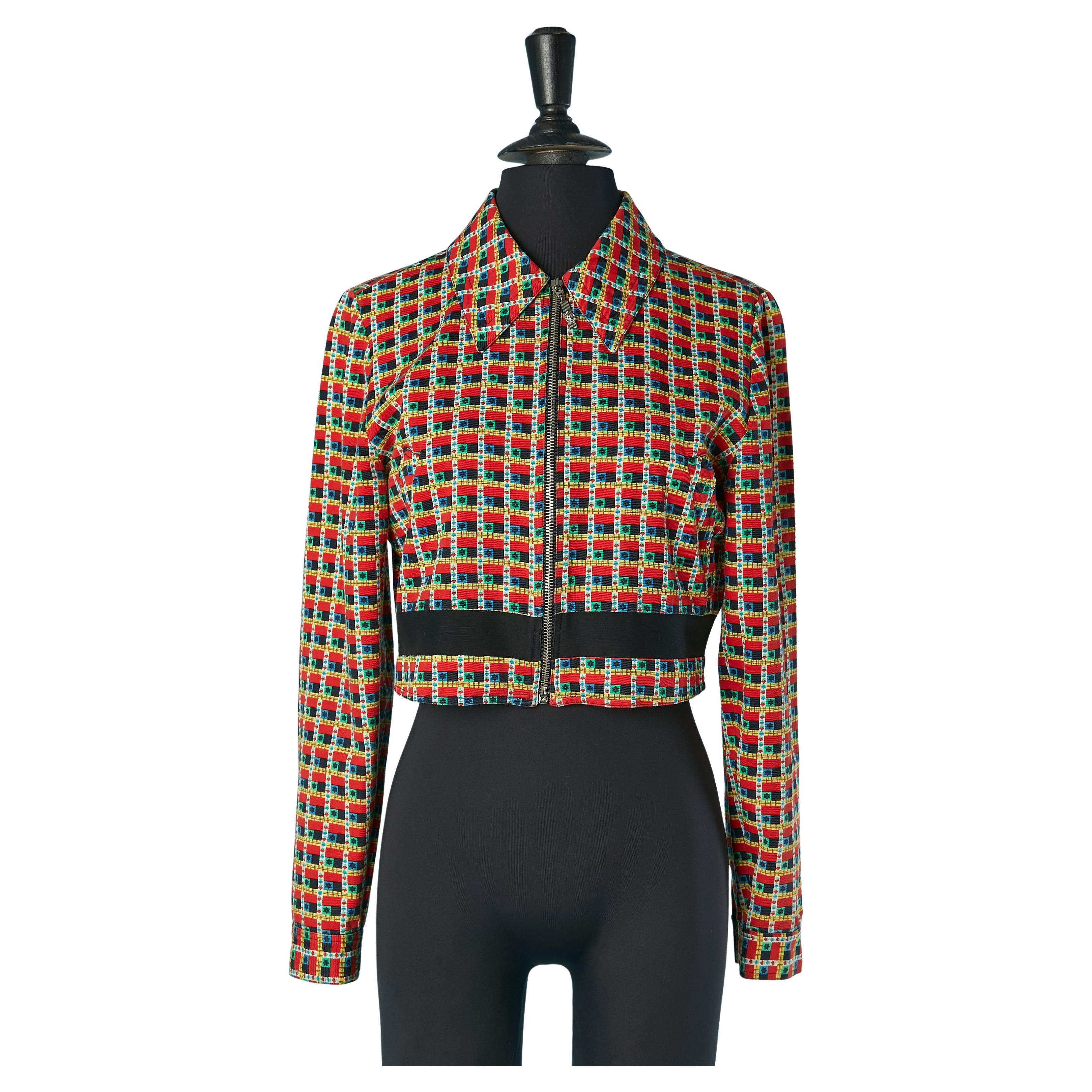 Chaqueta estampada con cierre de cremallera en la parte delantera central Versus Gianni Versace en venta
