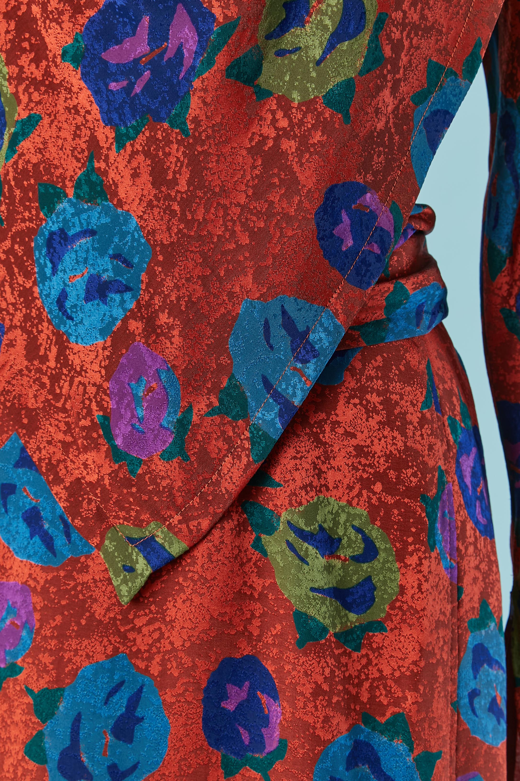 Noir Robe de cocktail en jacquard imprimé avec col drapé UNGARO Parallèle en vente