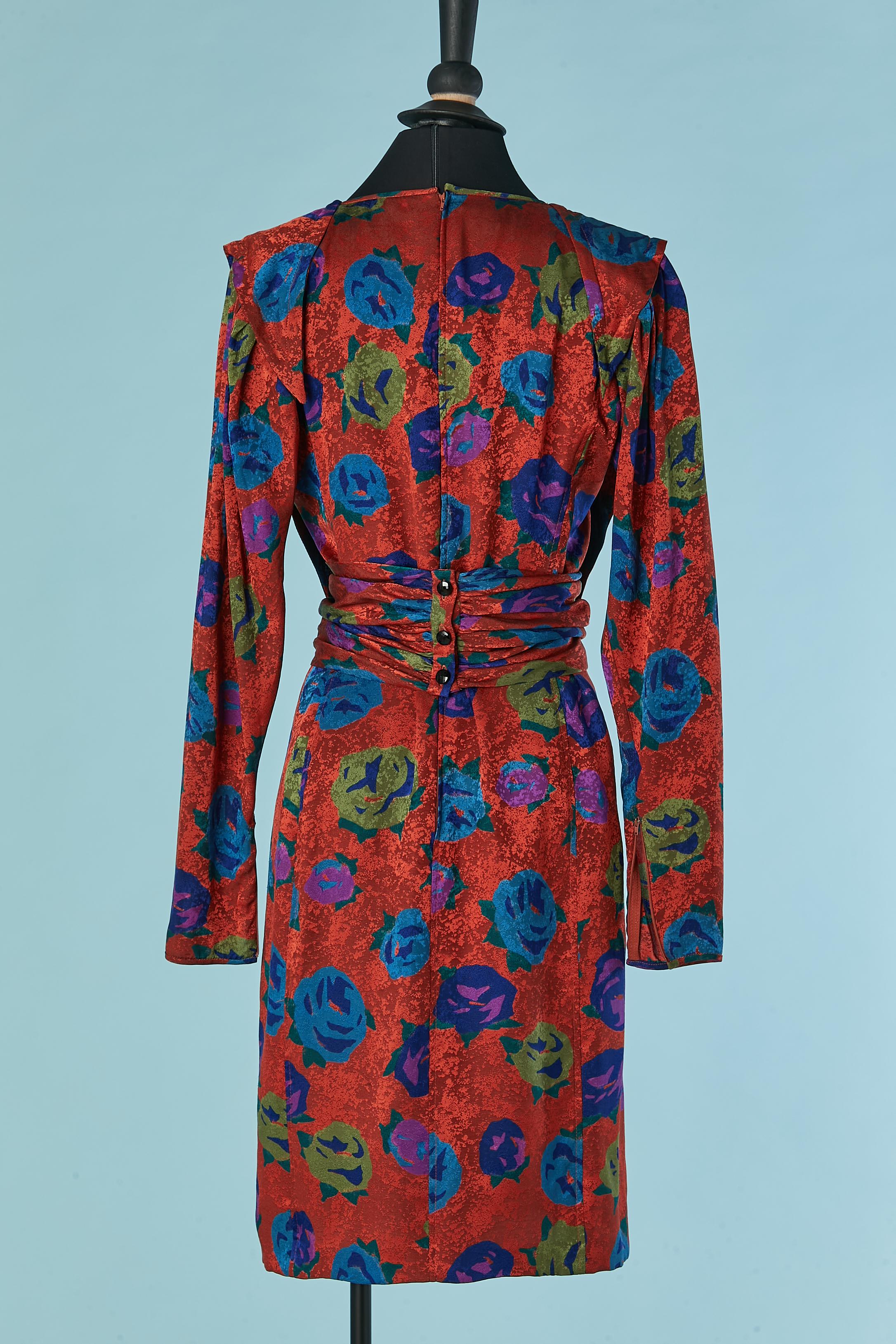 Robe de cocktail en jacquard imprimé avec col drapé UNGARO Parallèle Pour femmes en vente