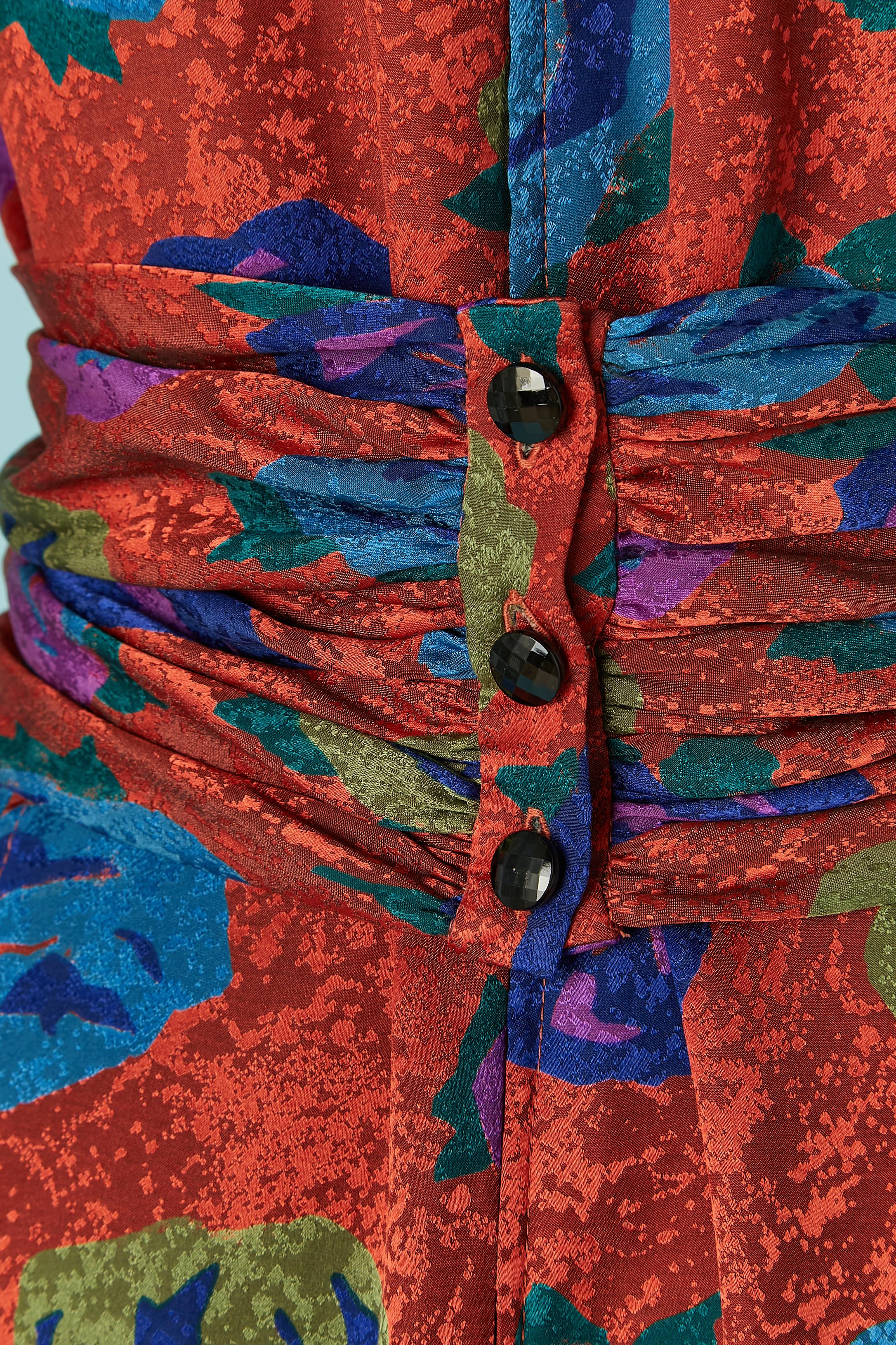 Robe de cocktail en jacquard imprimé avec col drapé UNGARO Parallèle en vente 1