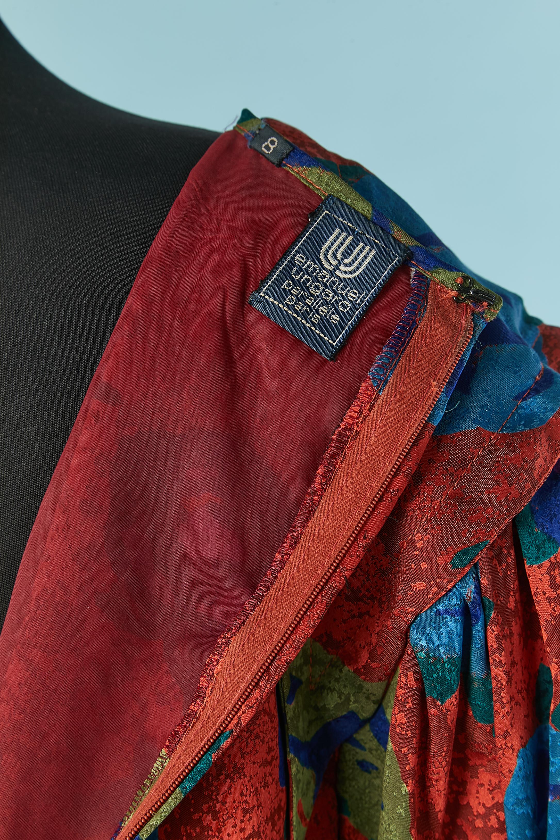 Robe de cocktail en jacquard imprimé avec col drapé UNGARO Parallèle en vente 2