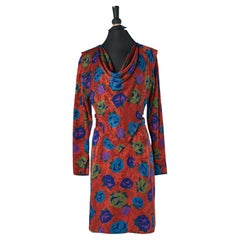 Bedrucktes Jacquard-Cocktailkleid mit drapiertem Kragen UNGARO Parallèle