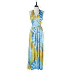 Bedrucktes rückenfreies Jersey-Kleid DENISE BONAM CIRCA 1970er Jahre