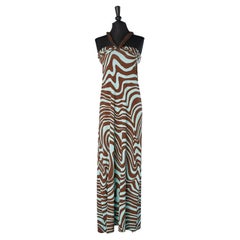 Printed jersey bustier cocktail dress with brown chiffon strap Valentino Roma 