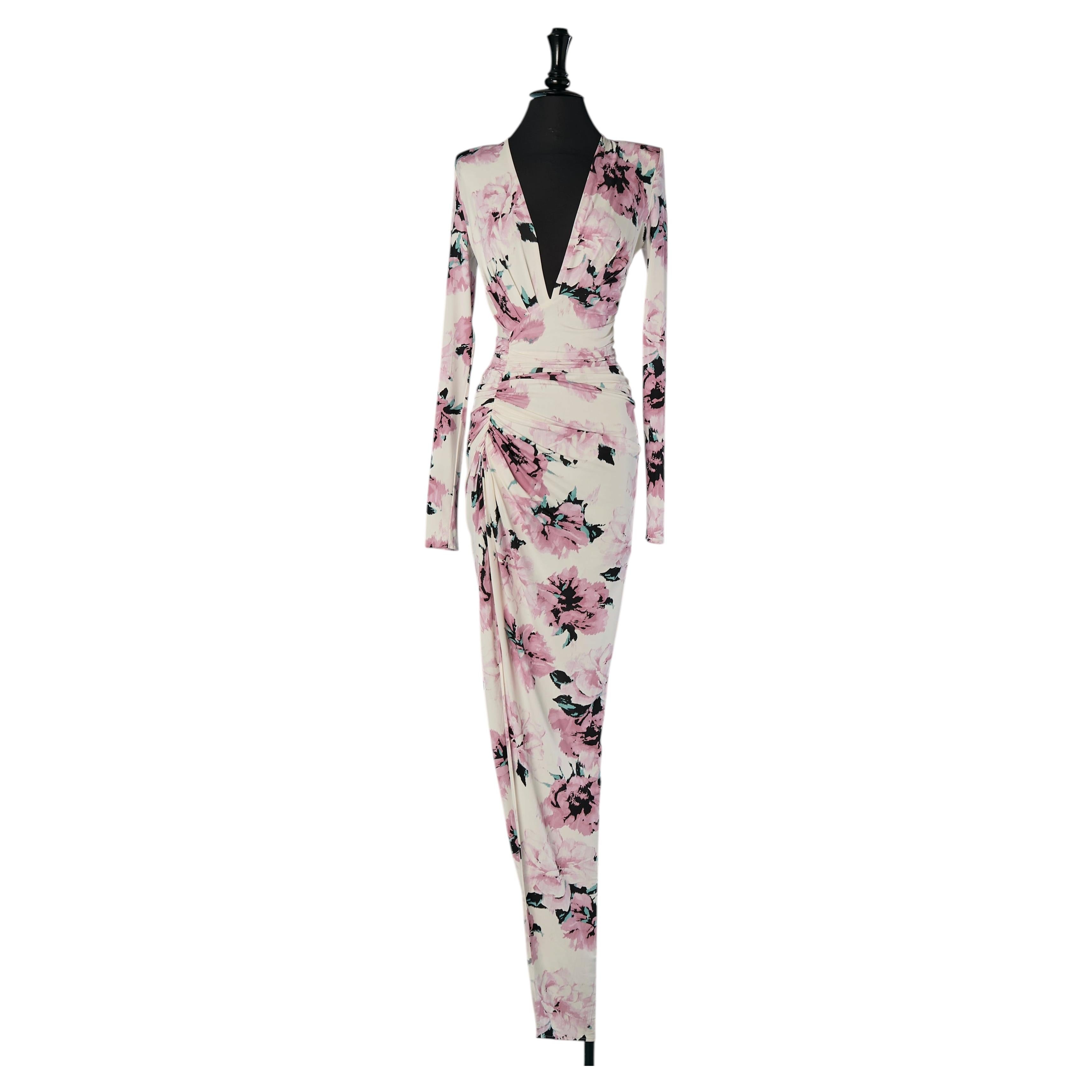 Vestido de noche drapeado de punto estampado ALEXANDRE VAUTHIER en venta