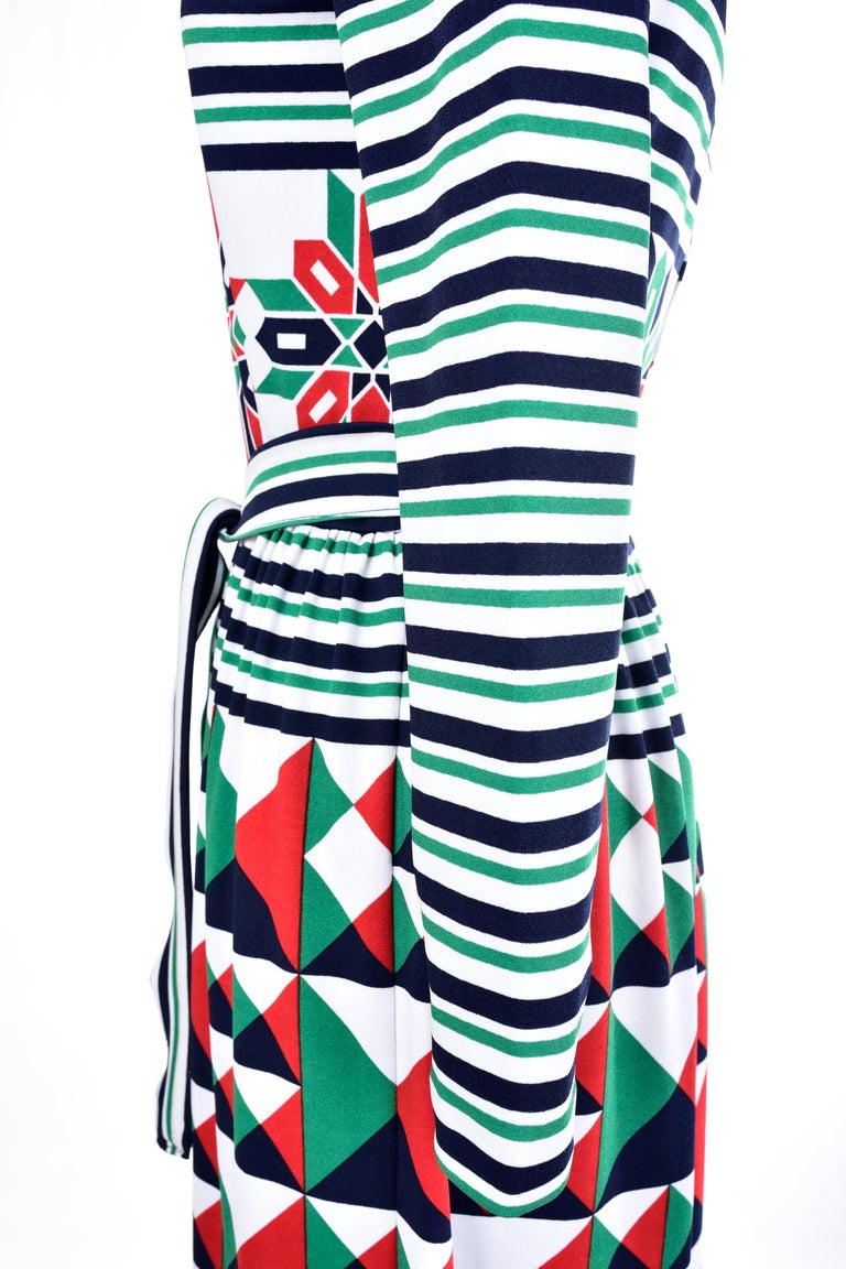 Printed jersey dress by Jules-François Crahay for Lanvin Circa 1972 For Sale 6