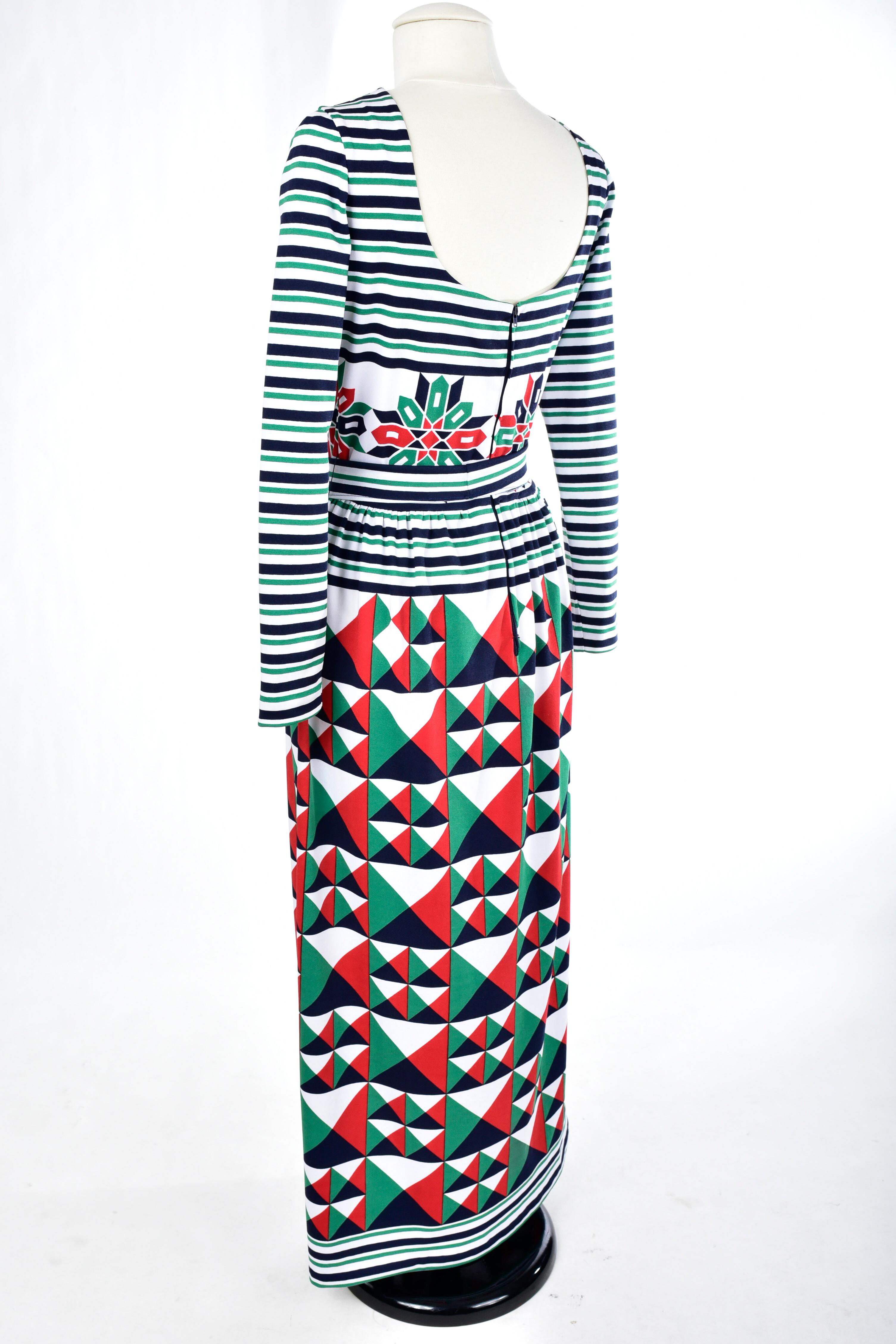 A Lanvin Printed Jersey Dress by Jules-François Crahay - France Circa 1972 For Sale 5