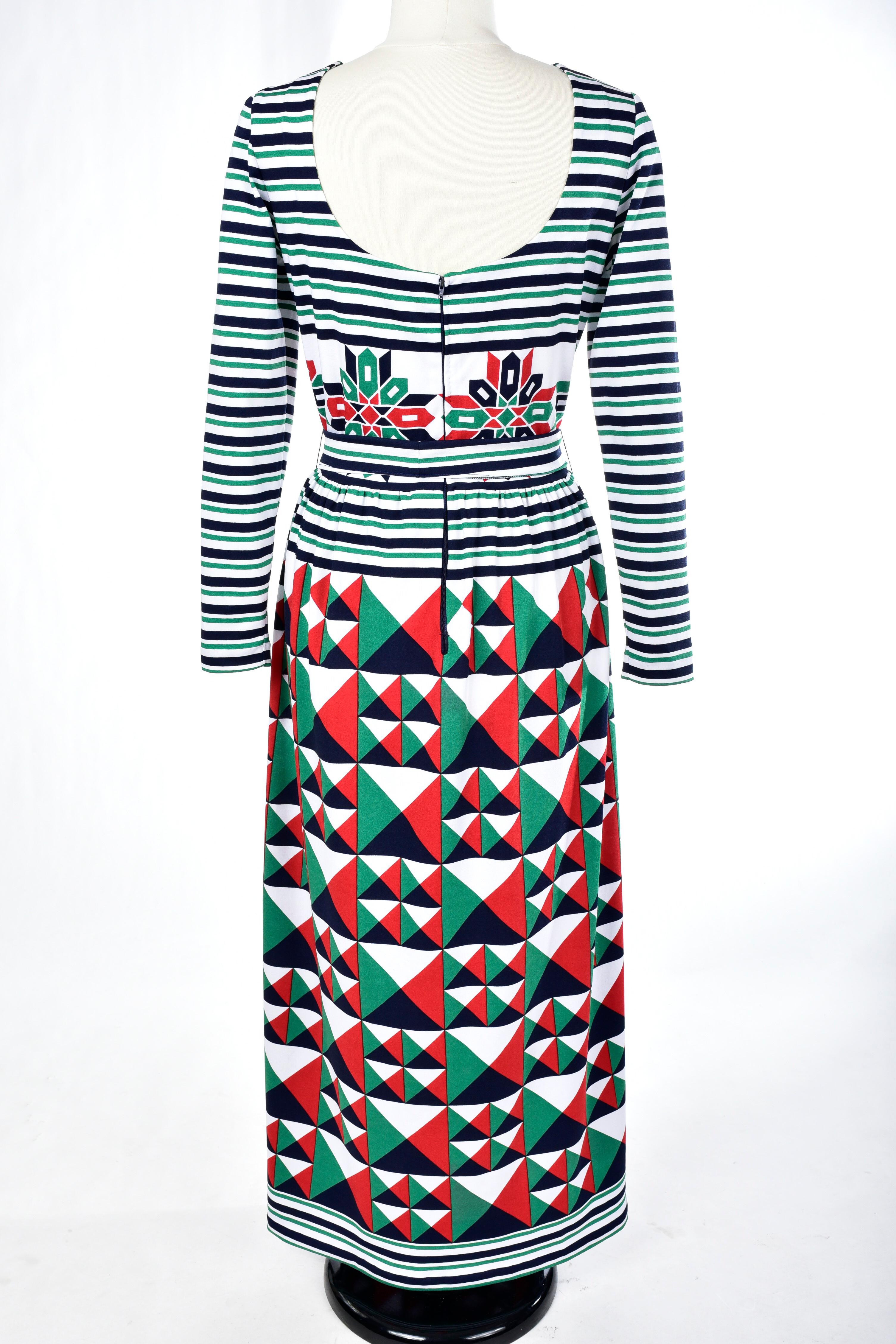 A Lanvin Printed Jersey Dress by Jules-François Crahay - France Circa 1972 For Sale 6