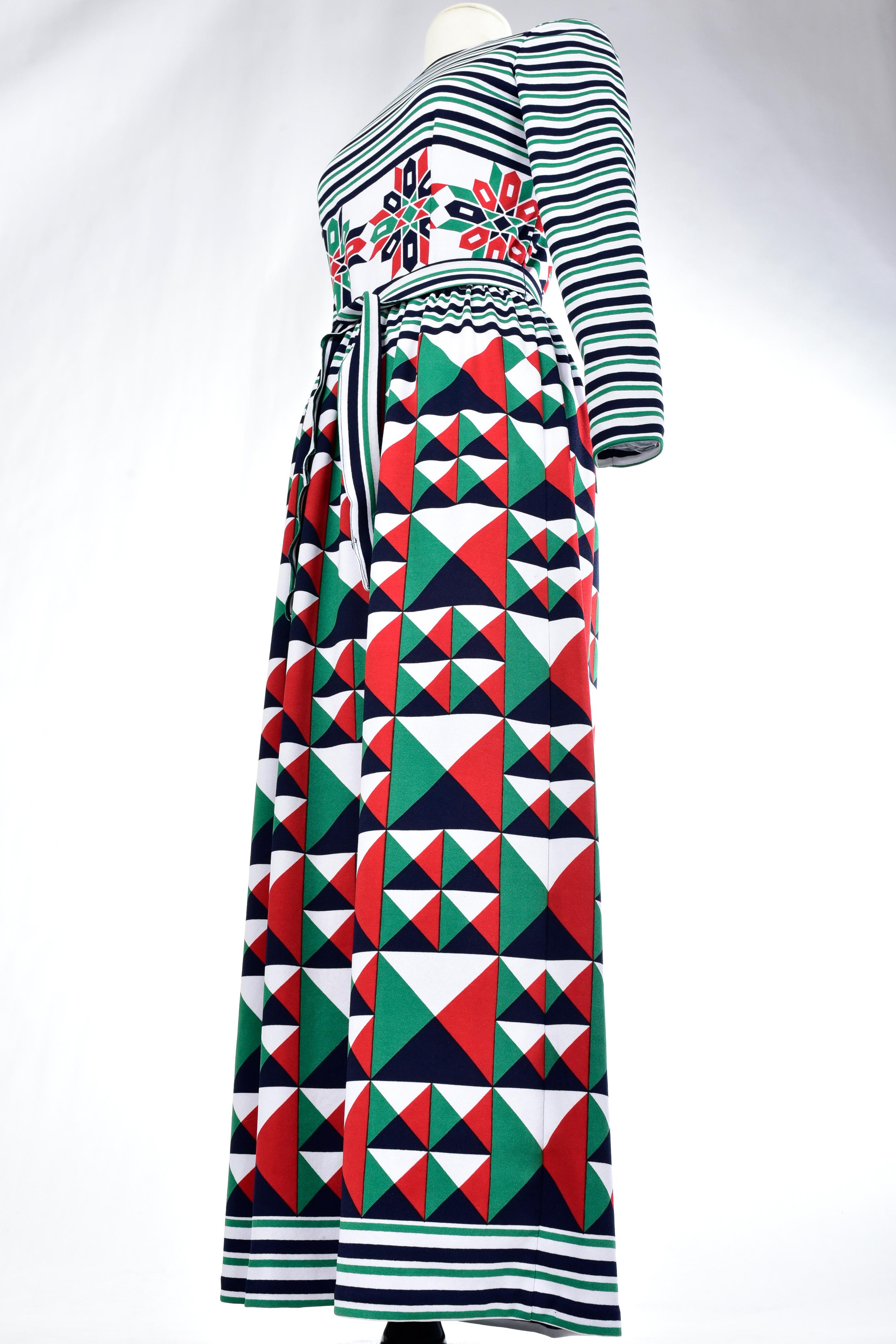 Bedrucktes Jersey-Kleid von Jules-Franois Crahay für Lanvin, um 1972 im Angebot 13