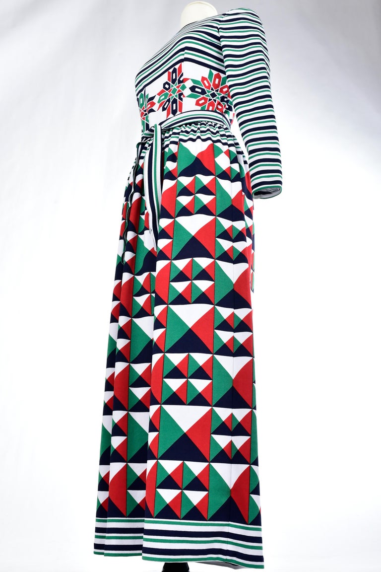 Printed jersey dress by Jules-François Crahay for Lanvin Circa 1972 For Sale 13