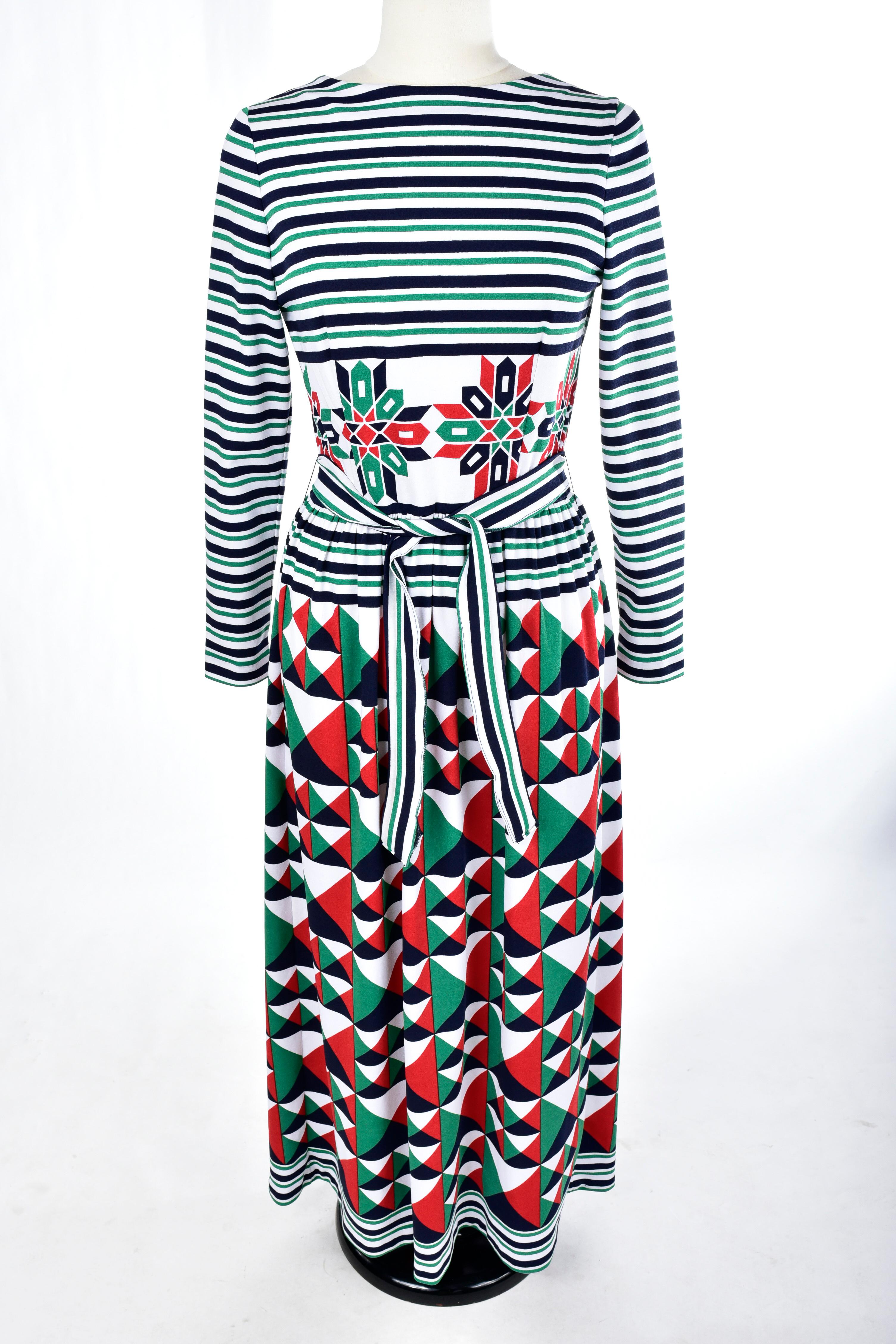 Women's A Lanvin Printed Jersey Dress by Jules-François Crahay - France Circa 1972 For Sale