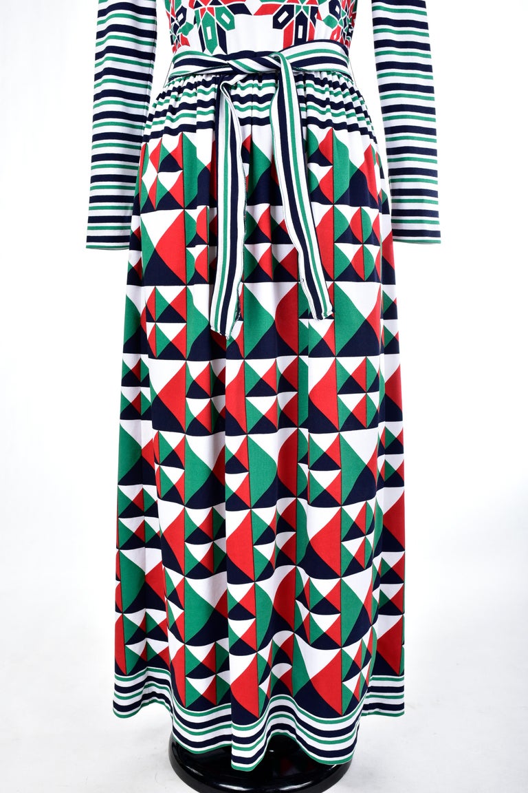 A Lanvin Printed Jersey Dress by Jules-François Crahay - France Circa 1972 For Sale 4