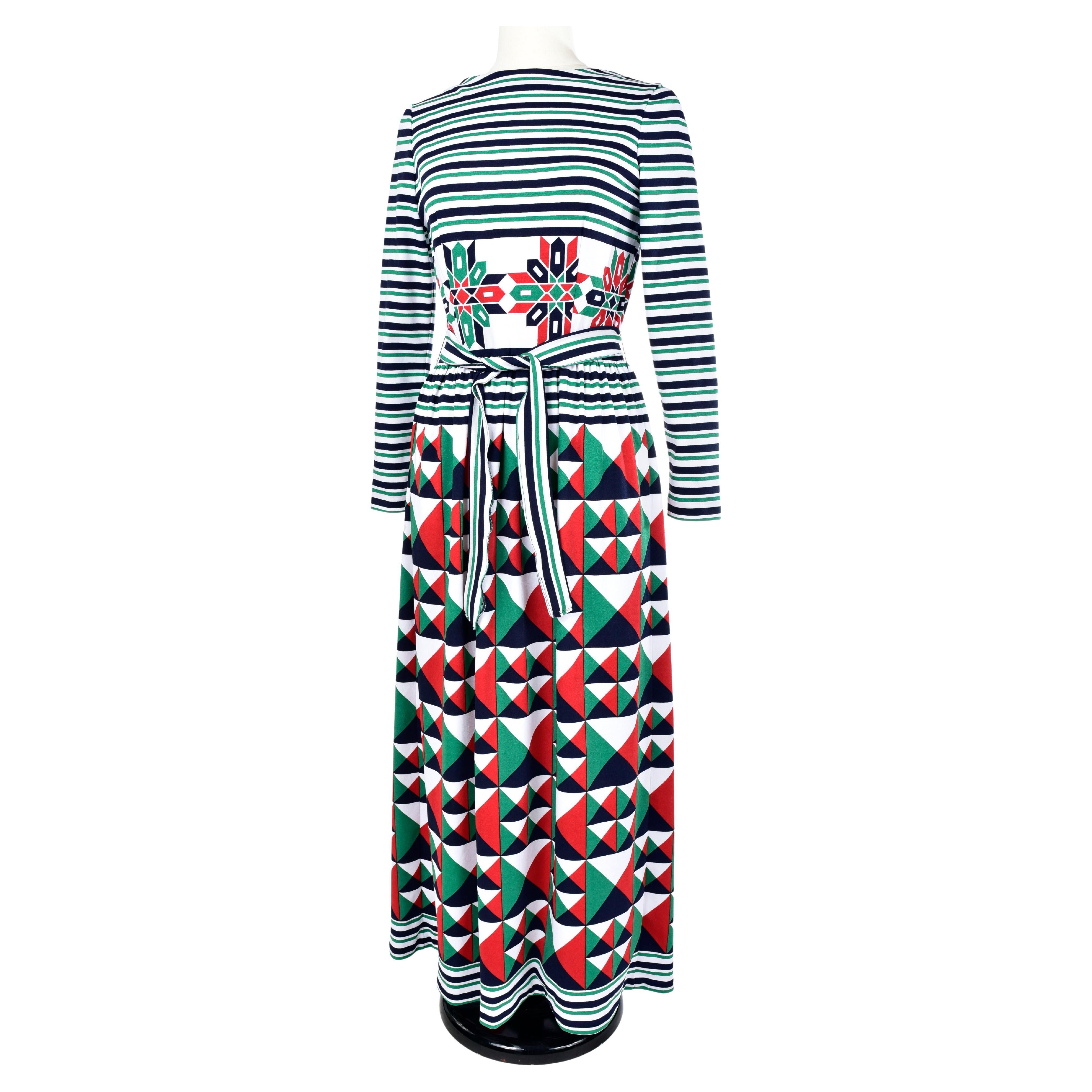 Printed jersey dress by Jules-François Crahay for Lanvin Circa 1972