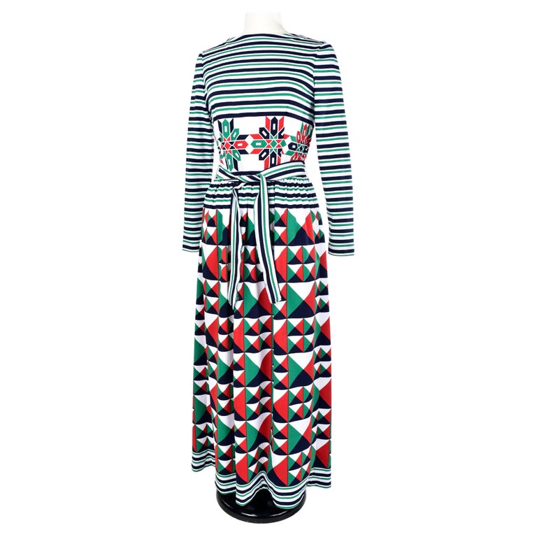 Printed jersey dress by Jules-François Crahay for Lanvin Circa 1972 For Sale
