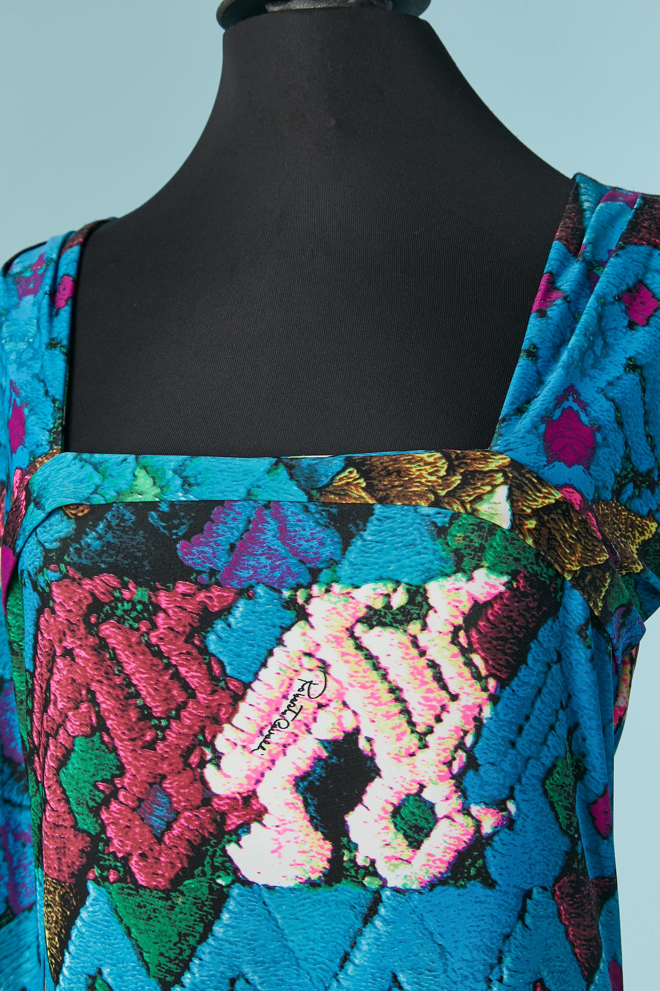 Blue Printed jersey dress Roberto Cavalli For Sale