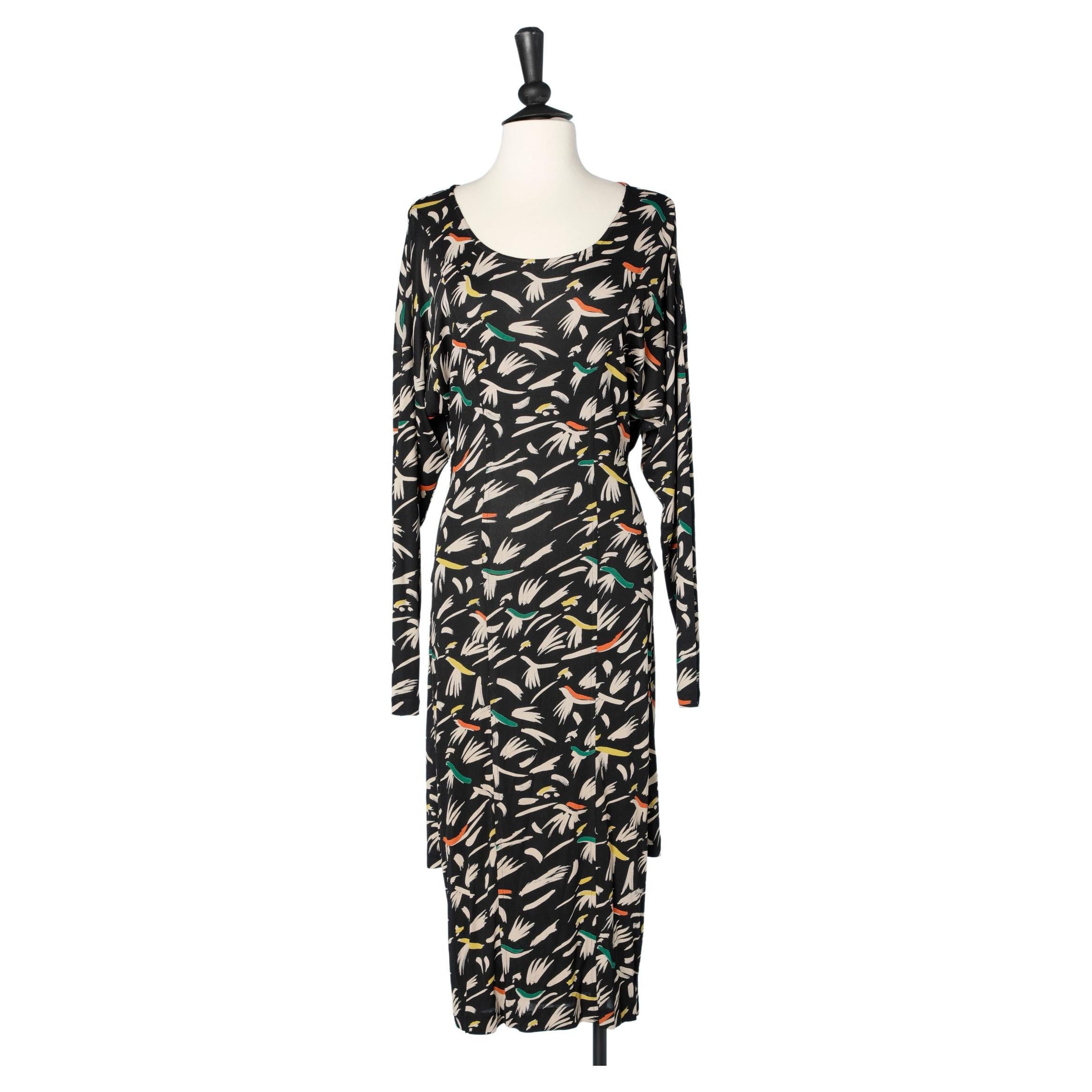 Bedrucktes Jersey-Kleid mit gekreuztem Gürtel an der hinteren Taille Missoni im Angebot